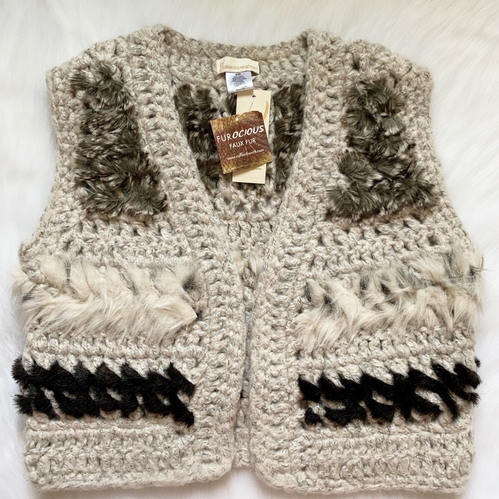 Faux Fur Knit Sweater Vest